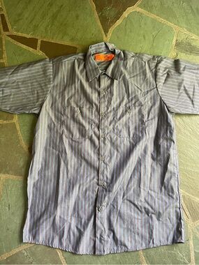 Casual Short-Sleeve Striped Button-Down Shirt - Gray & Blue
